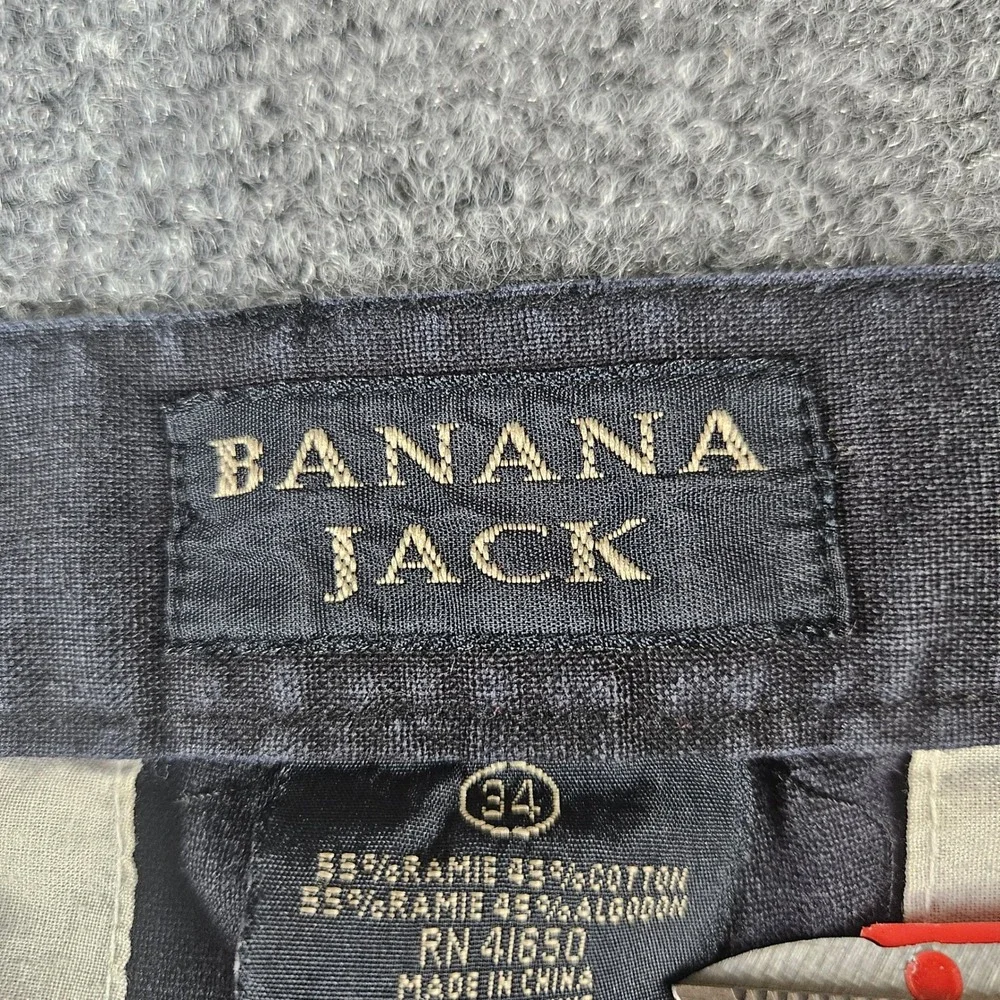 Banana Jack Mens Cargo Shorts Black Ramie Cotton Blend Size 34 Utility‎ Outdoor